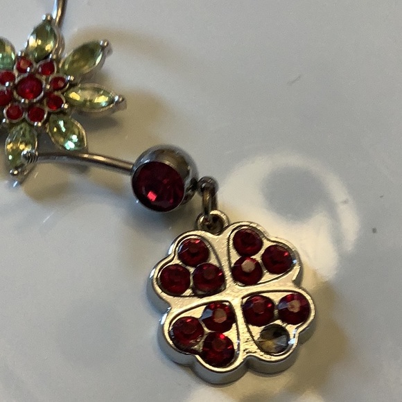 Belly button rings (3) pieces stainless steel with stones no balls on end - Picture 4 of 6